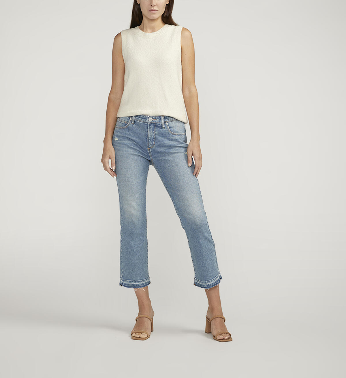 Eloise Mid Rise Cropped Bootcut Jeans Blue Dust