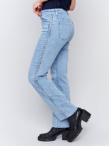 Braided Side Tape Jeans Light Blue
