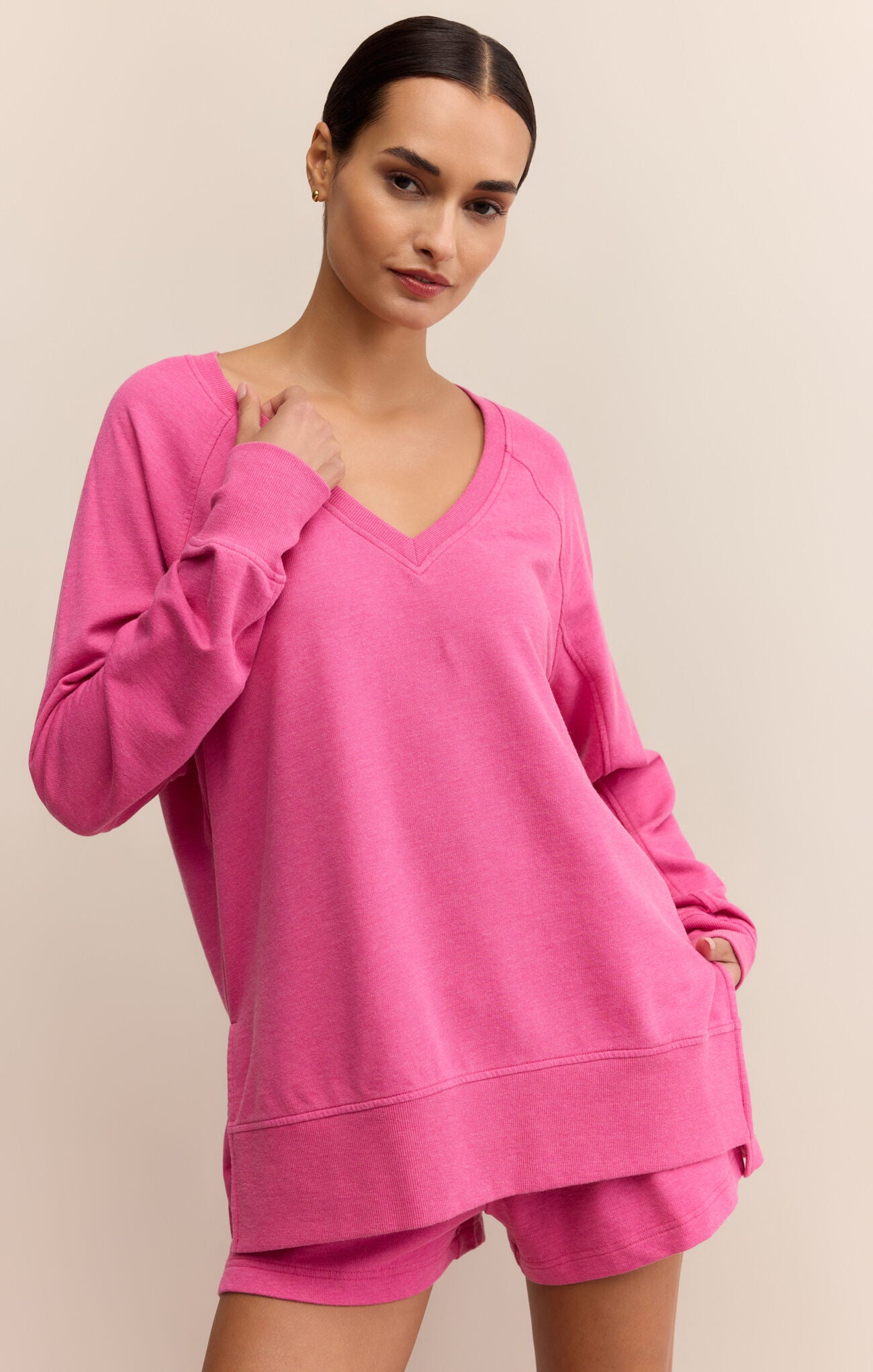 Vneck Weekender Top Island Pink