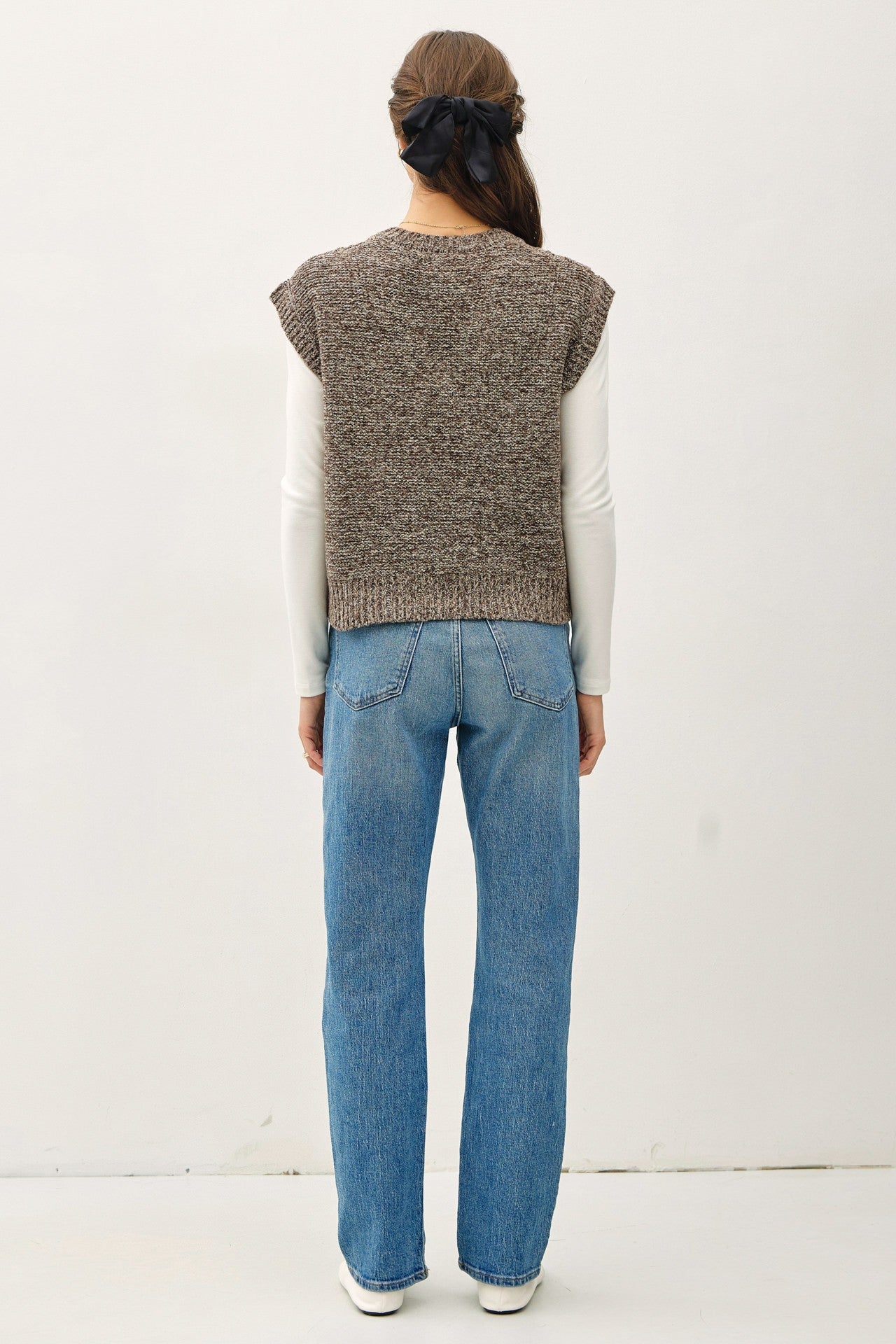 Chunky Cable Knit Sweater Vest Chestnut