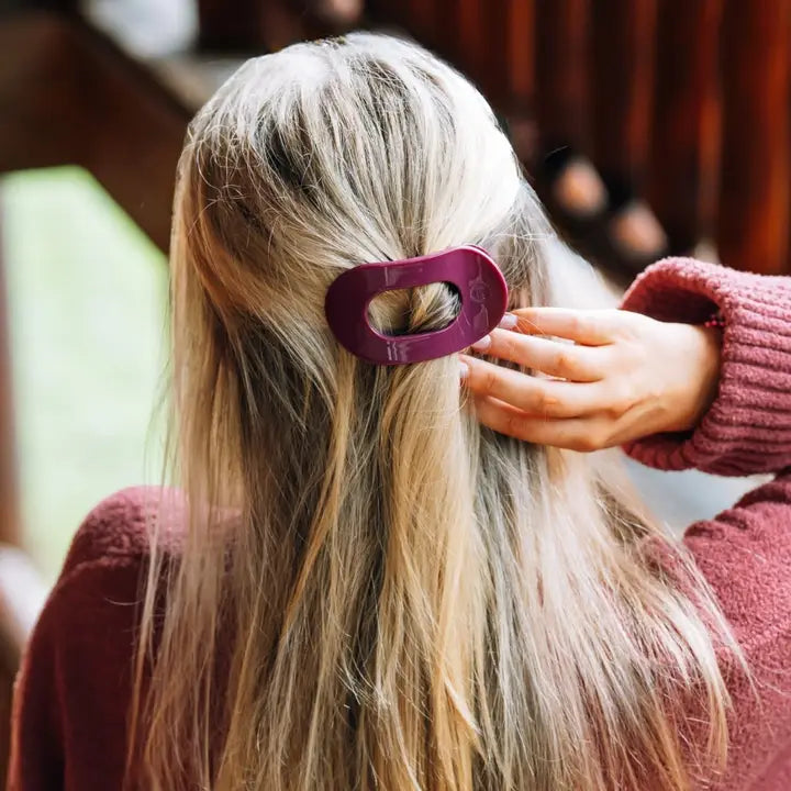 Teleties Small Flat Round Hair Clip Mulberry