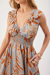 Malia Smock Detail Midi Dress Slate + Copper