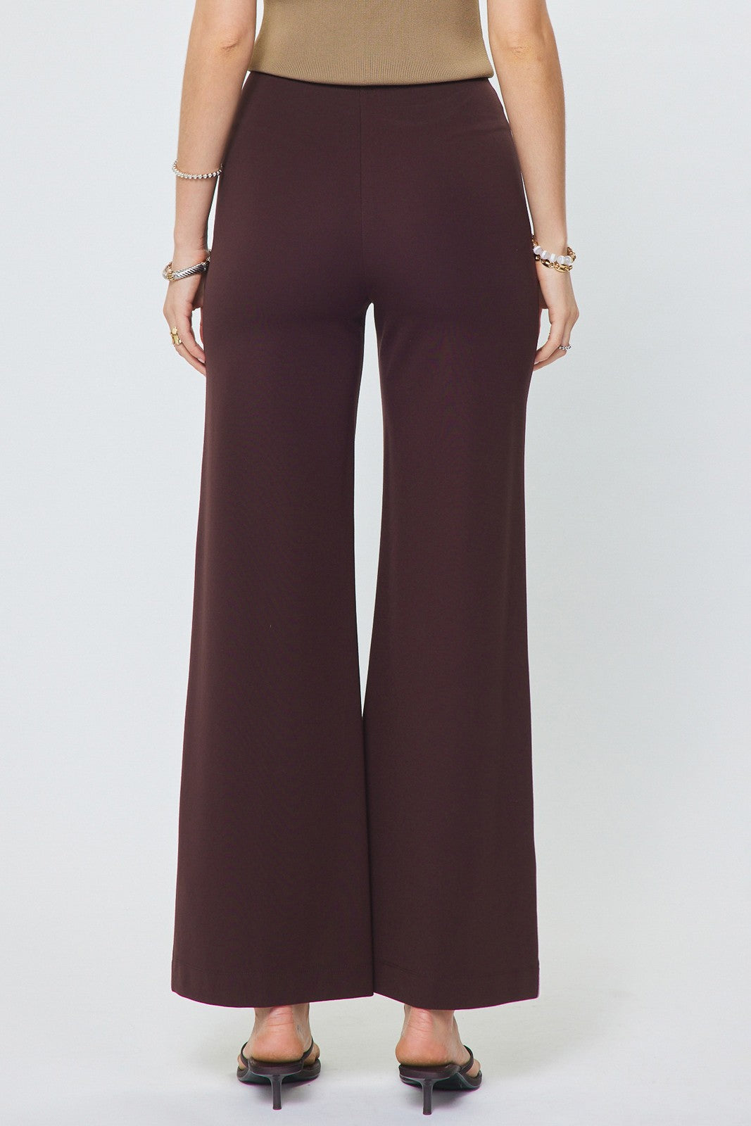 Seam Detail Wide Leg Pants Chocolate