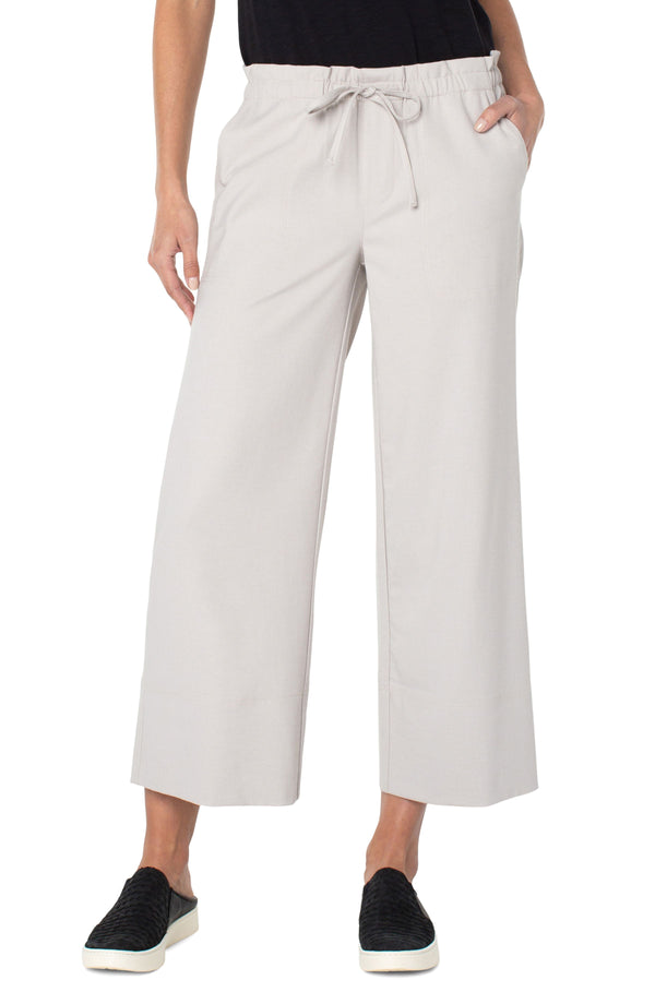 Tie Waist Wide Leg Ankle Pant Sand Dollar