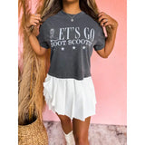Let's Go Boot Scootin' Crop Graphic Tee Washed Black