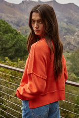 Leda Pullover Side Slit Sweater Scarlet