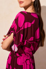 Shoulder Tie Flowy Maxi Dress Maroon