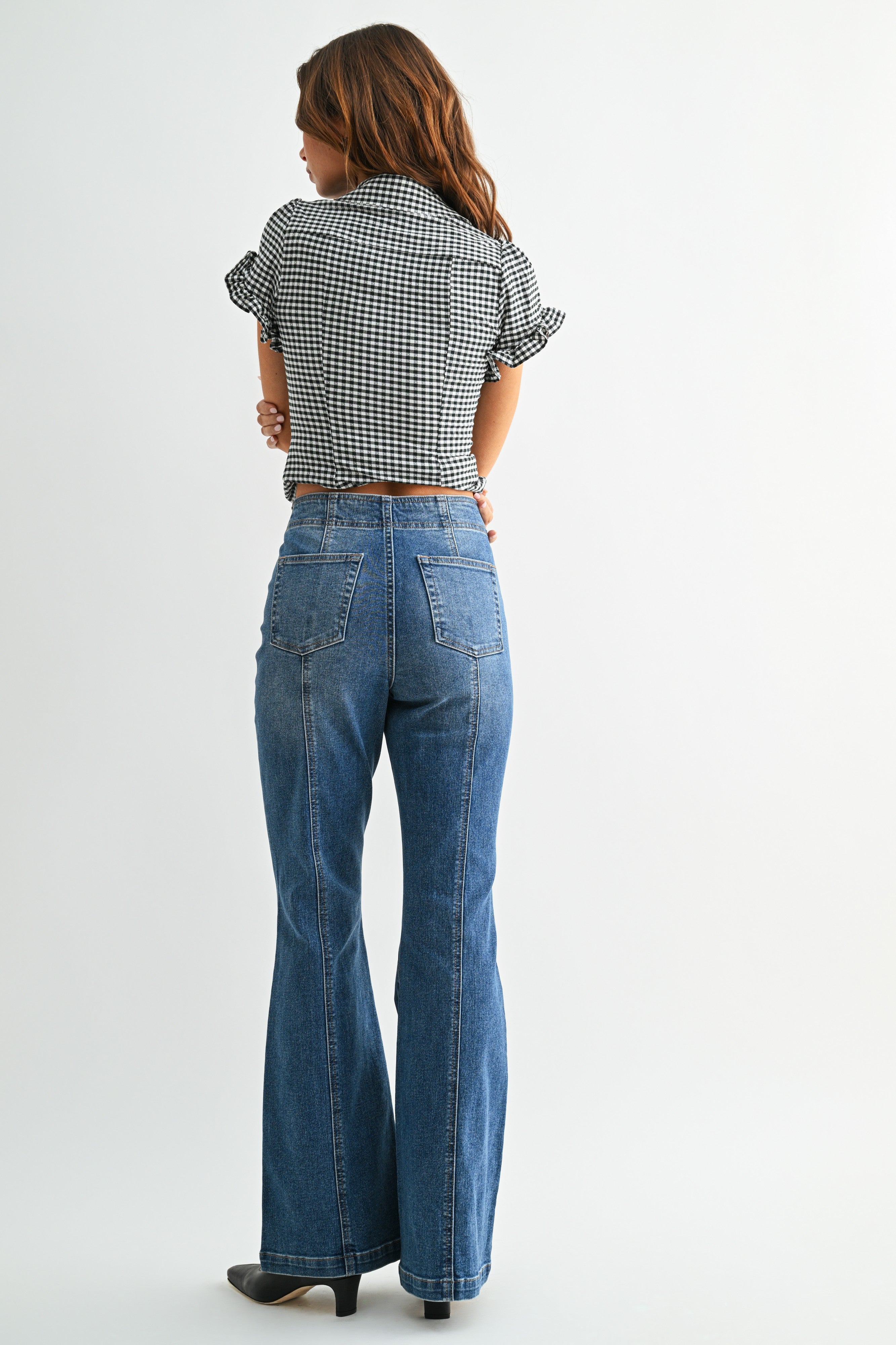 Seamed Western Flare Jeans Medium Denim