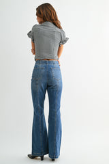 Seamed Western Flare Jeans Medium Denim