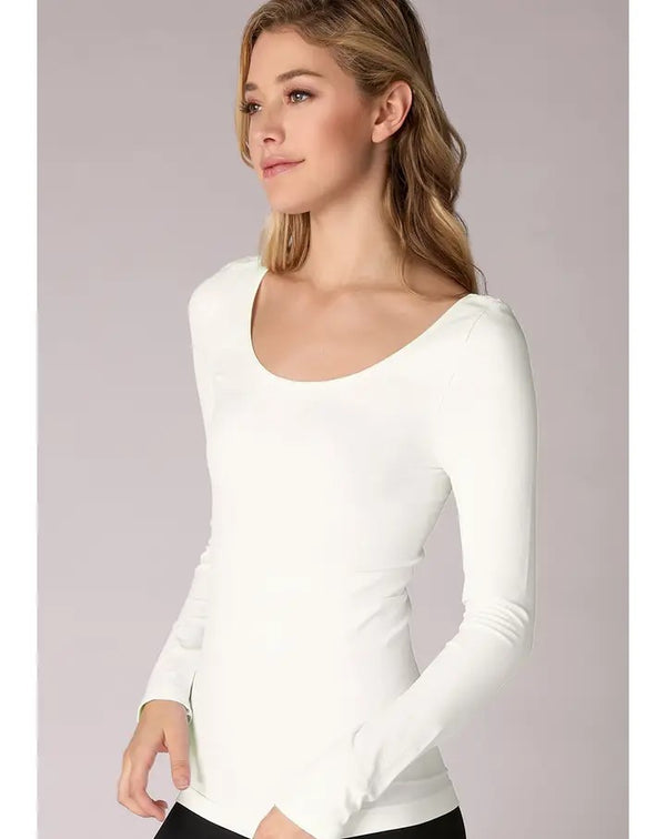 Long Sleeve Scoop Neck Basic Ivory