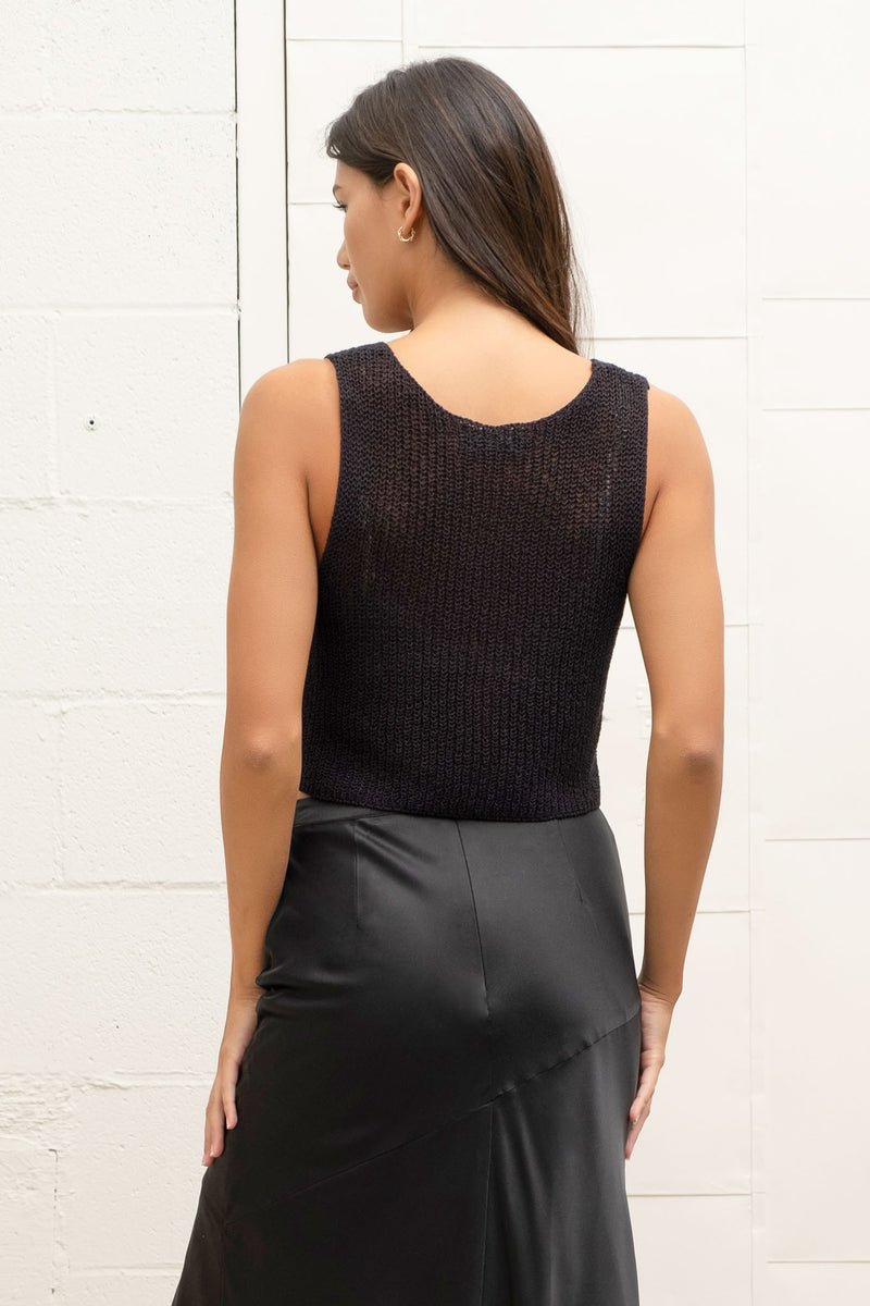 Front Hook Knit Sweater Vest Black