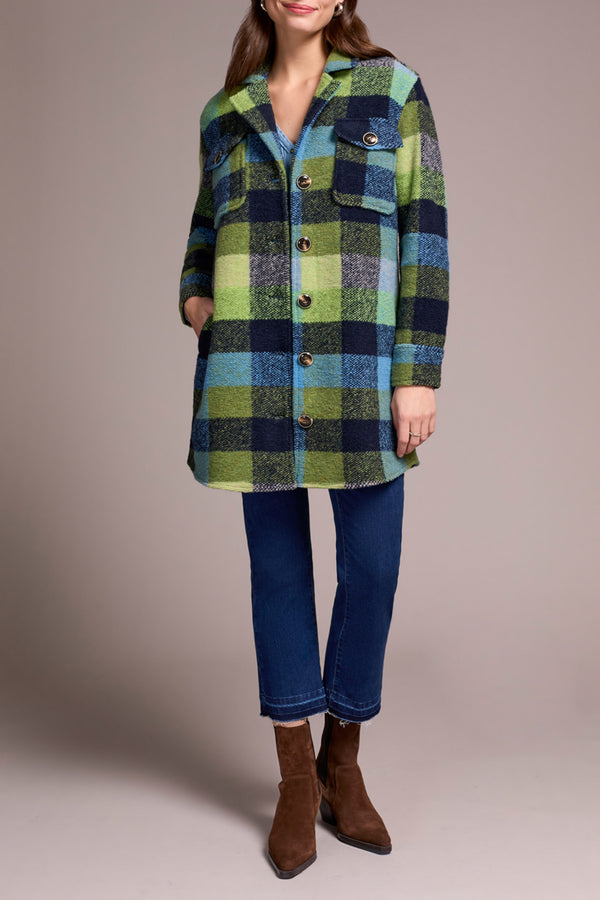 Notch Collar Plaid Jacket Nightfall