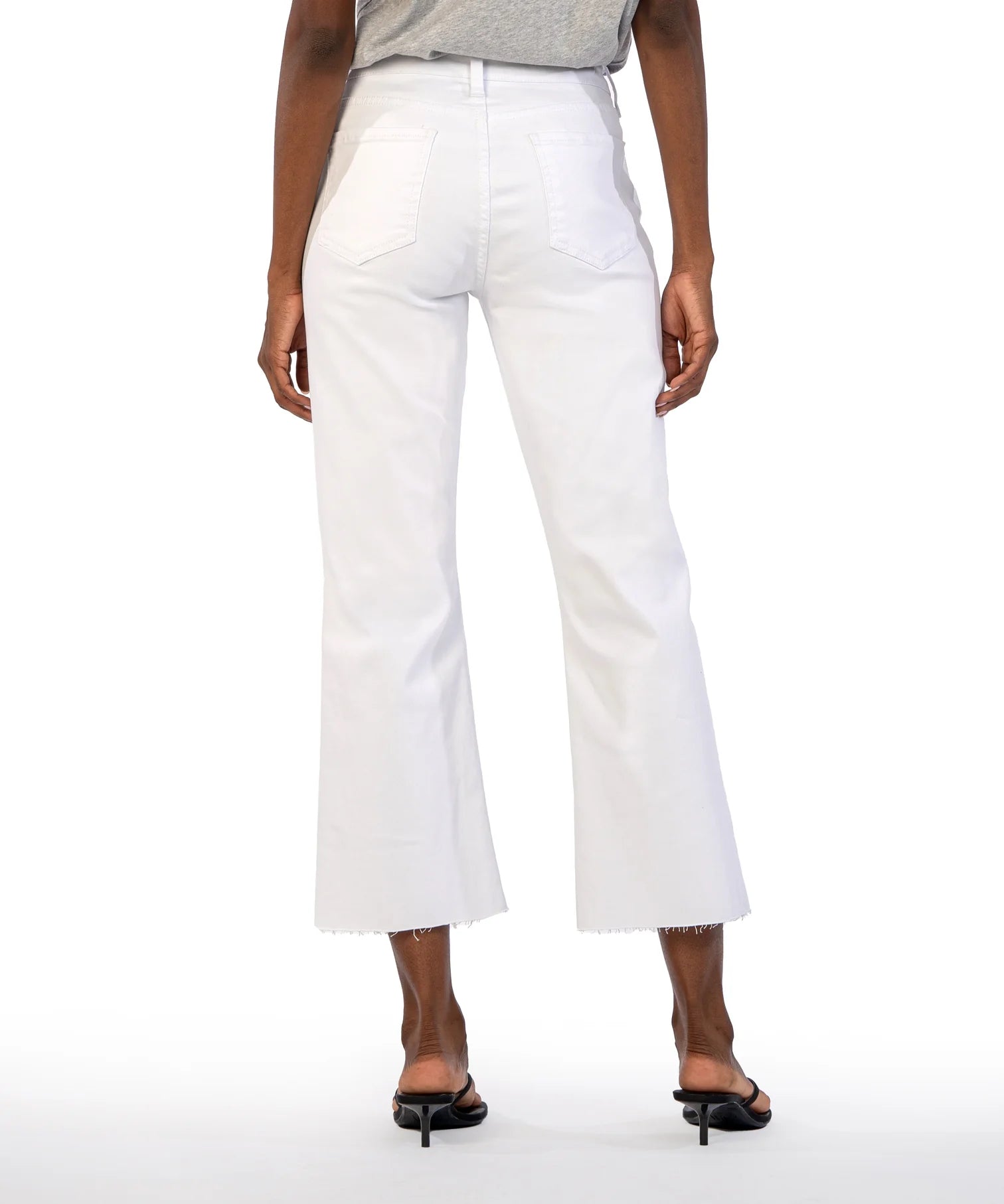 Kelsey High Rise Raw Hem Ankle Flare Pants Optic White