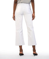 Kelsey High Rise Raw Hem Ankle Flare Pants Optic White