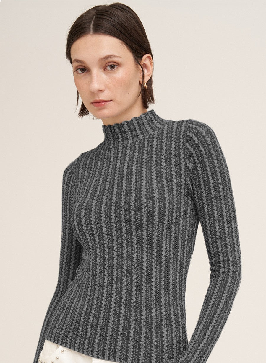 Modal Pointelle Mock Neck Top