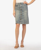 Rose Button Front Pork Chop Pocket Skirt Helpful
