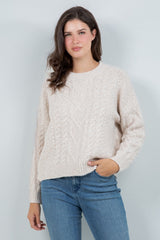 Classic Cable Knit Pullover Sweater Taupe