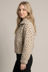 Tiny Dots Fleece Zip Up Jacket Mushroom