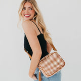Willow Woven Camera Crossbody Bag Checkered Brown