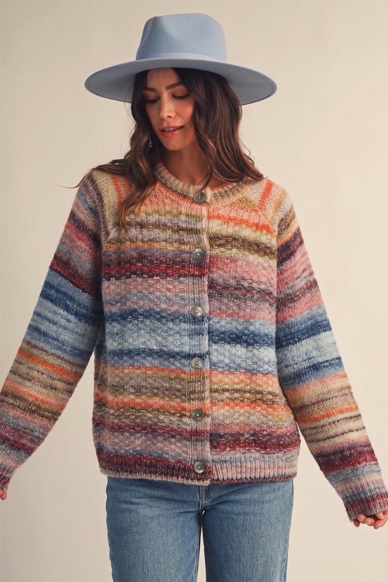 Autumn Horizon Stripe Cardigan Multi