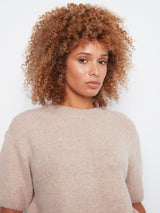 Solid Elbow Sleeve Balloon Shape Sweater Heather Latte