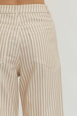 Stripe Crop Pant Tan