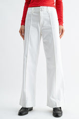 Pintuck Trouser Wide Leg Jeans White