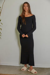 Jaelyn Boat Neck Top Black