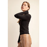 Butter Round Neck Long Sleeve Layering Top Black