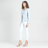 Classic Leather Knit Moto Jacket Stone