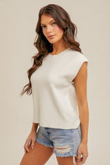 Muscle Crew Neck Sweater Tank Off White