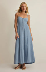 Angel Eyes Chambray Midi Dress Lake Blue