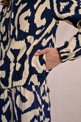 Printed Woven Jacket Navy Thais