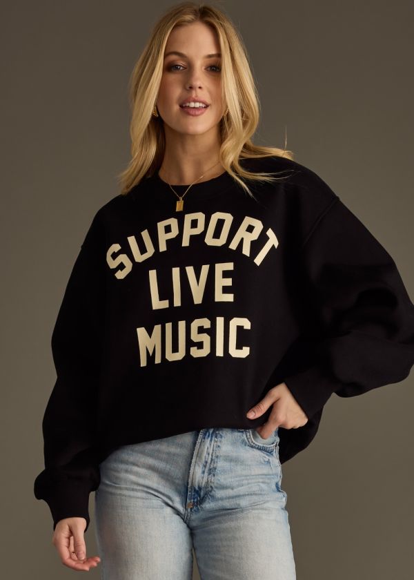 Support Live Music Graphic Sweatshirt Black