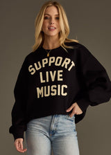 Support Live Music Graphic Sweatshirt Black