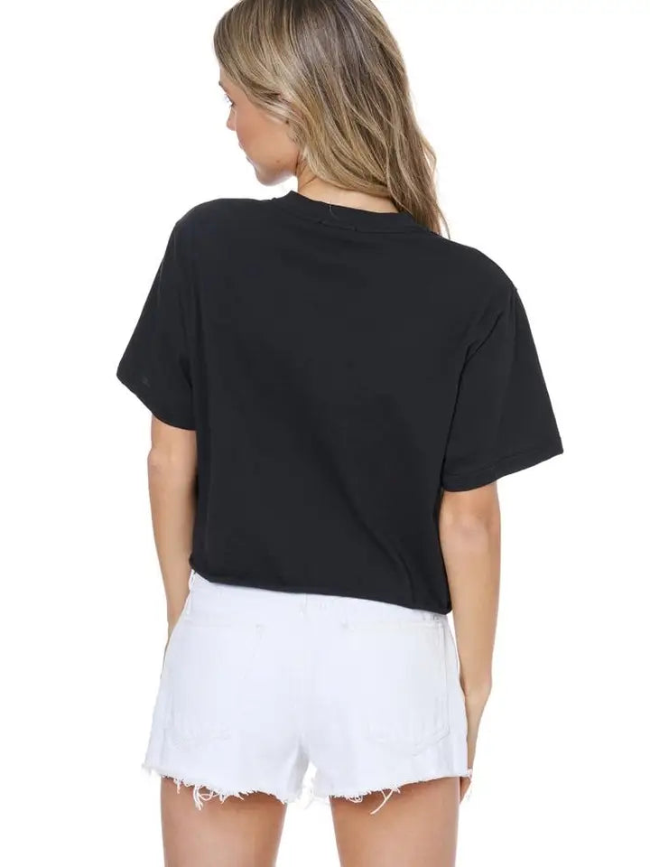 Cowboy Boots Vintage Graphic Cropped Tee Black