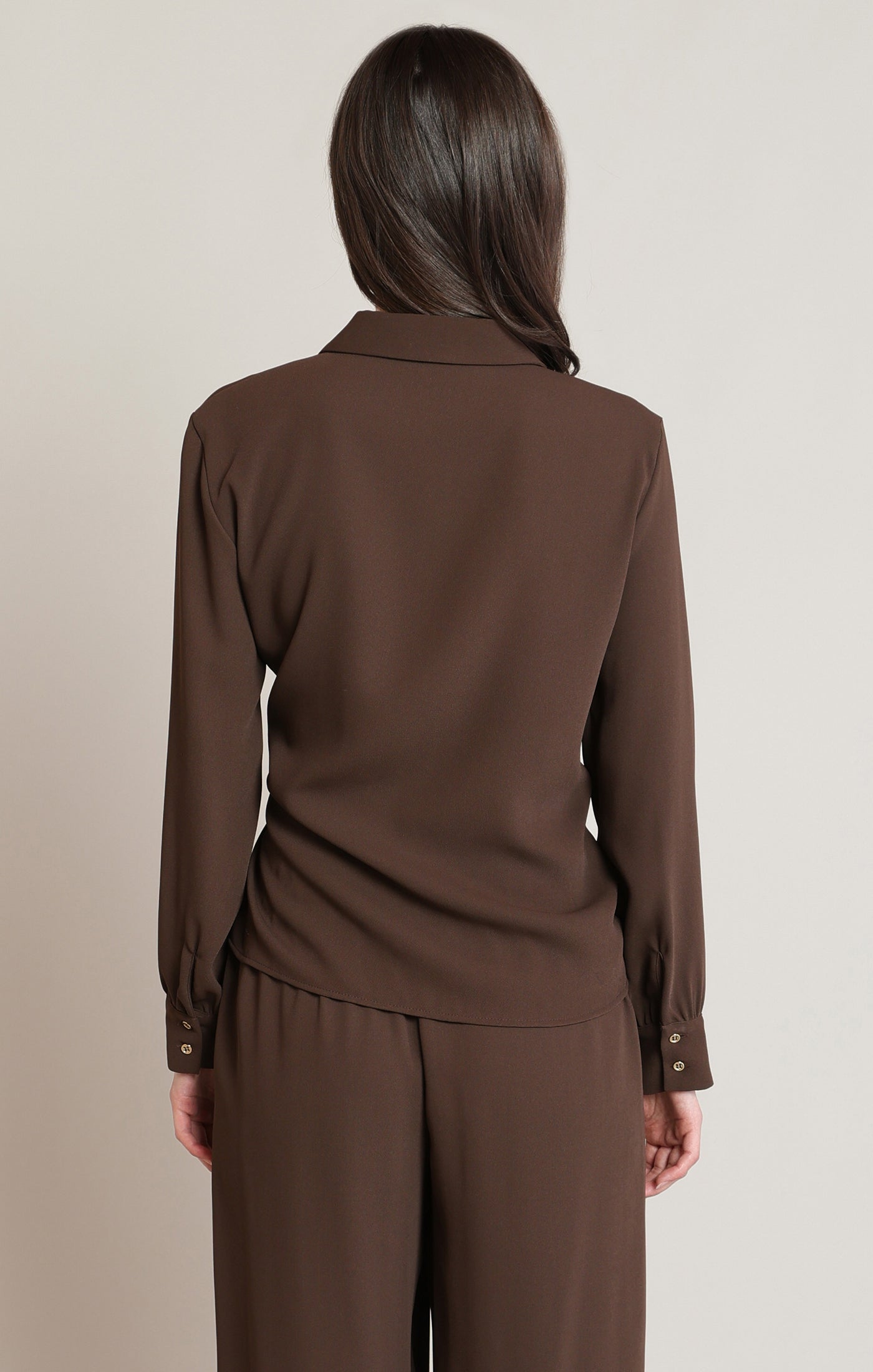 Knotted Button Down Shirt Brown