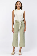 Audrey Tie Belt Crop Pants Sage