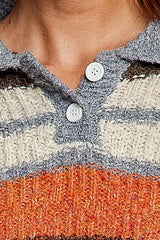 Bold Striped Retro Collared Sweater
