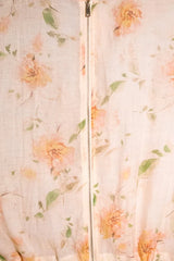 Watercolor Sheer Floral Bomber Jacket Peach Pink