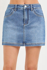 High Rise Stripe Mini Skort Medium