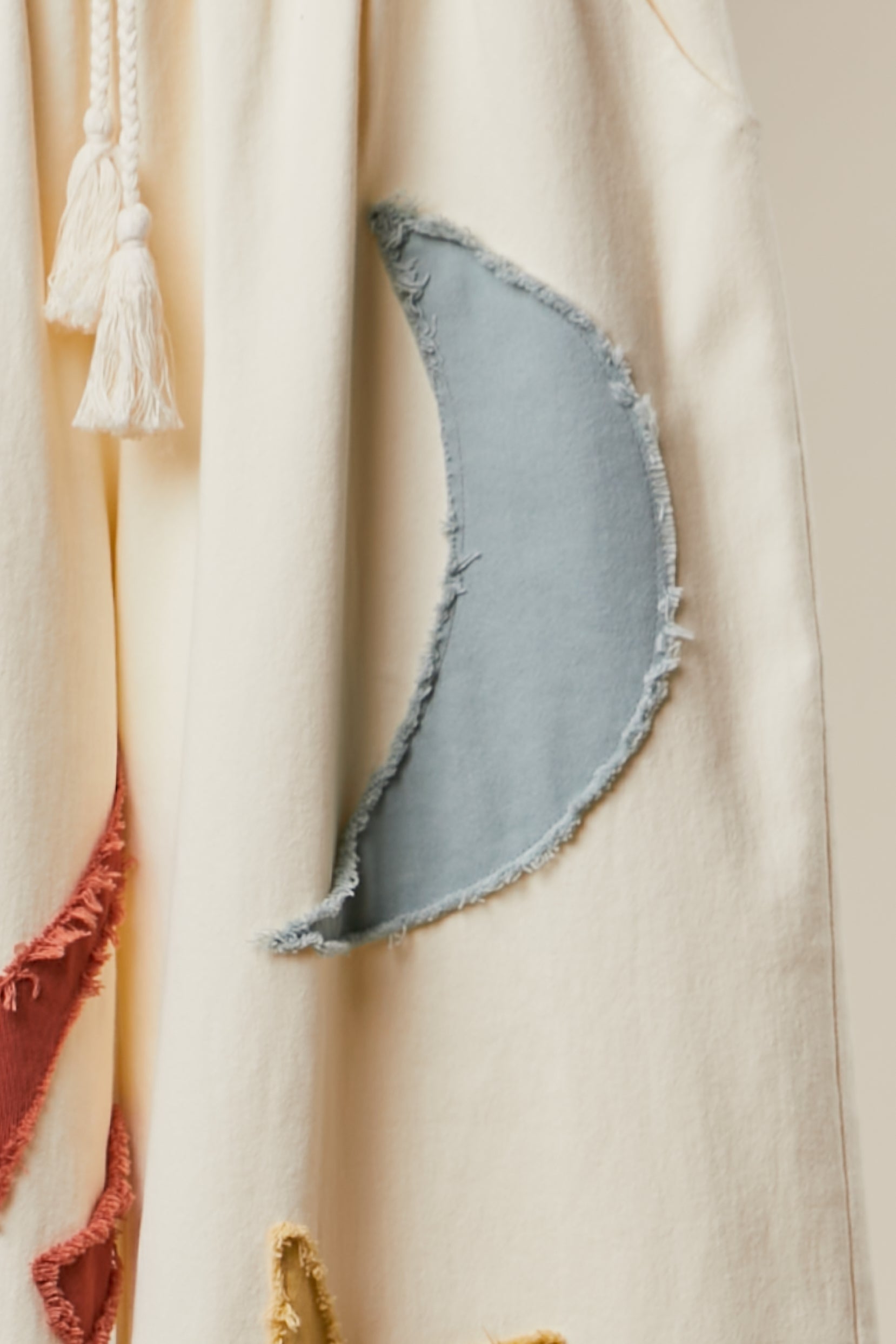 Sun Moon Star Patch Wide Leg Pants Cream