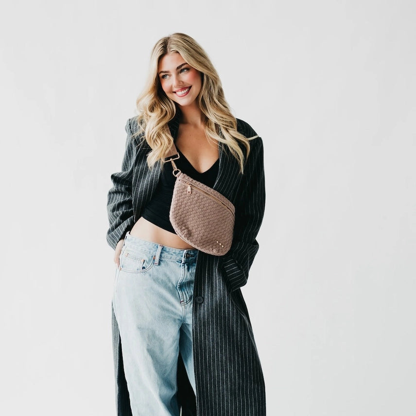 Suede Westlyn Woven Bum Bag Taupe