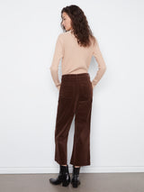 Cropped Wide Leg Patch Pocket Corduroy Pants Coffee