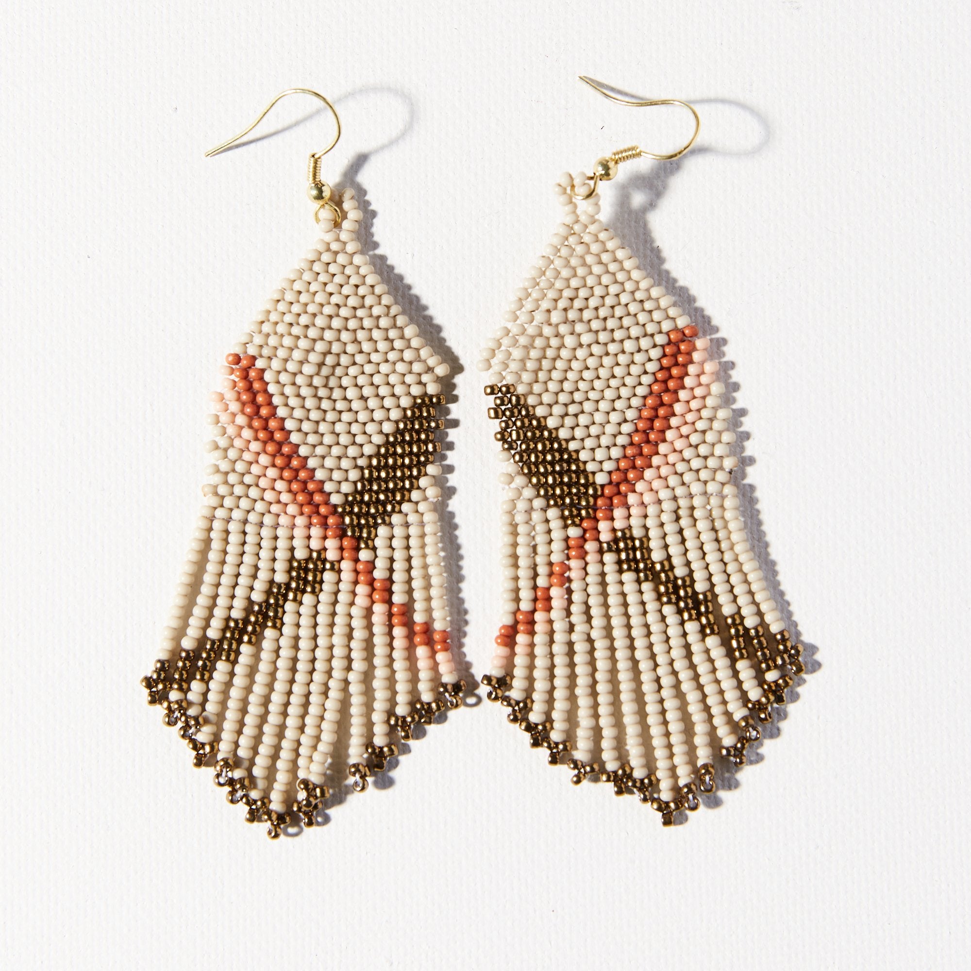 Heather X Pattern Beaded Earrings Pink + Gold