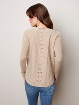 Rounded Hem Plushy Knit Solid Sweater Heather Chestnut