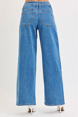 MID RISE FIT WIDE LEG WITH PLEATED DETAIL JEANS Medium
