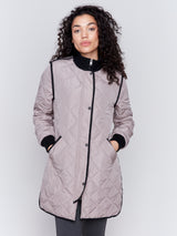 Long Quilted Puffer Jacket Taupe