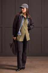 Denim Underlay Quilted Jacket Black