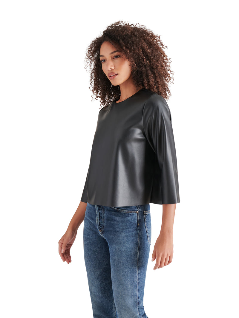 Dee Leather 3/4 Sleeve Top Black